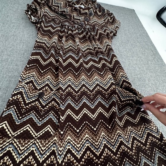 Speechless Sweater Dress Small Brown Cowl Neck Short Sleeve 2 Pockets‎ - Picture 9 of 16